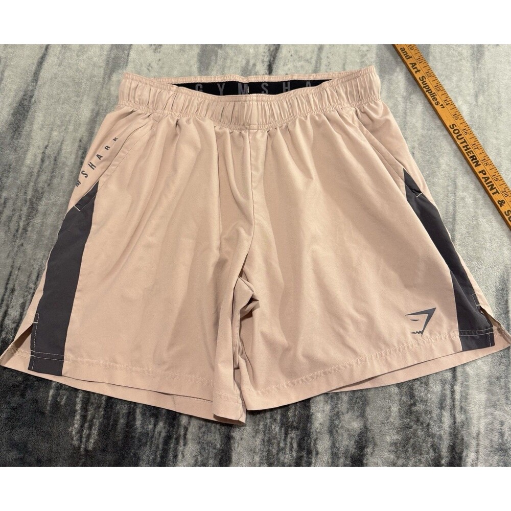 Gymshark Shorts Men's L Gray Beige Unlined Athletic Gym Training Workout 5" Gym